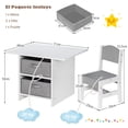 thumbnail image 3 of Costway Juego de Mesa y 2 Sillas para Niños con Cestas de Almacenamiento Extraíbles y Rompecabezas Adicional Gris y Blanco, 3 of 7