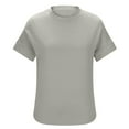 thumbnail image 5 of Ohufall Women's Summer T-shirts Solid Crew Neck Short Sleeve Tees Loose Summer Daily Going Out Tops, 5 of 8