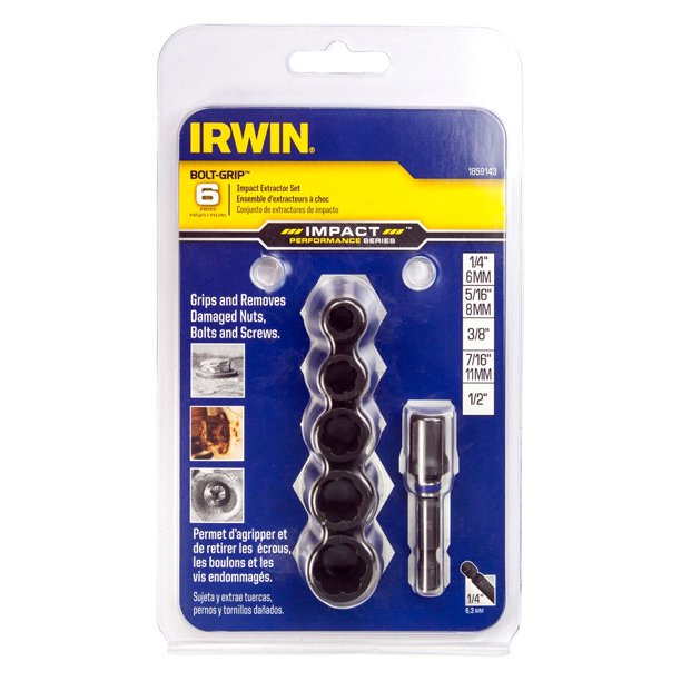 Irwin 1859143 Impact BoltGrip 6Piece SAE/Metric Bolt Extractor Set