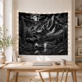 thumbnail image 5 of Mountain Lake Grayscale with Full Grown Moose Prominent, Mystical Fantasy for Space Lovers, Galaxy Room Decor, Housewarming Gift, Tapestry Wall Hanging for Bedroom and Dorm, 5 of 7