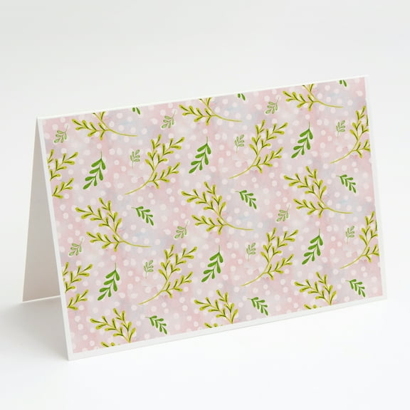 Watercolor Leaves Pink Greeting Cards and Envelopes Pack of 8