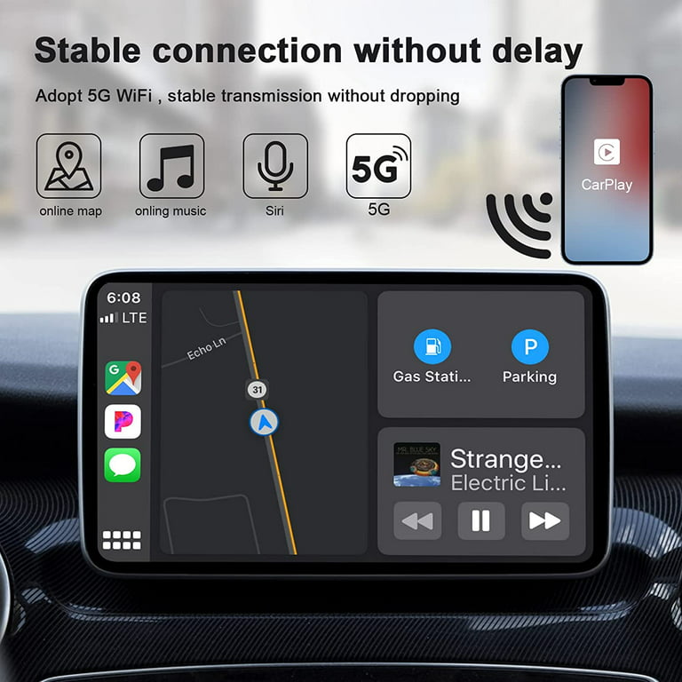 CarPlay Wireless Adapter, CarPlay Dongle for Factory Wired CarPlay Cars, 2023 Upgrade Plug & Play Wired Convert Wireless Carplay, Fast and Easy Use
