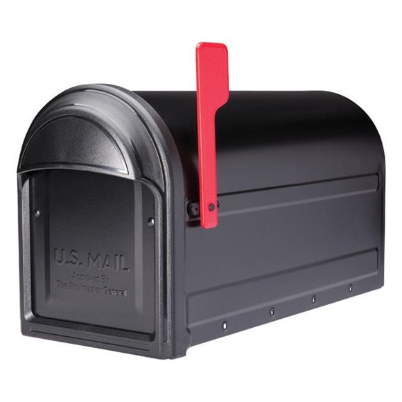 Architectural Mailboxes  Barrington Galvanized Steel Post Mounted Black Mailbox, 11 x 8.8 x 20.6 in.