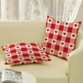 thumbnail image 6 of Valentine's Day Pillow Covers 20x20 Set of 2, Plaid Red Love Heart Valentines Throw Pillows Valentines Decor Linen Square Pillowcase Anniversary Decorative Outdoor Cushion Case for Sofa Couch, 6 of 6