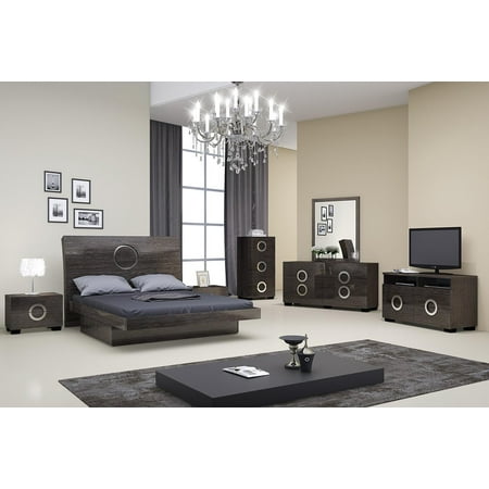 Monte Carlo Bedroom Furniture - Global Furniture Monte Carlo Gray High Gloss Finish King Bedroom Set 5Pcs