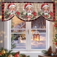 thumbnail image 6 of Christmas Tie Up Valances Curtain, Xmas Santa Poinsettia Holly Bowknot Wood Grain Red Adjustable Rod Pocket Short Window Treatment Tie Up Curtains Valances for Kitchen Living Room Bathroom 54x18 In, 6 of 9