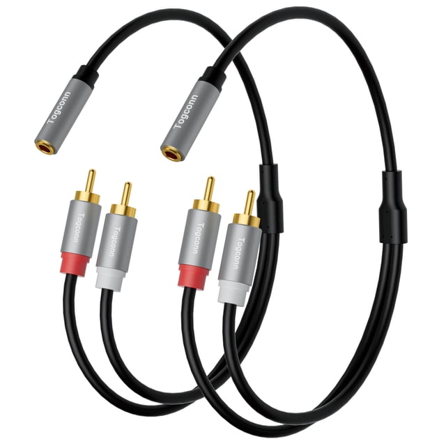 Adaptador de audio estéreo Cable Togconn de 3,5 mm a 2 RCA (paquete de 2)