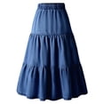 thumbnail image 3 of mgoYE Birthday Girl Dress Girl's Denim Midi Skirt Ruffle Hem Elastic Waisted A Line Skirts(Dark Blue,6-7 Years), 3 of 6