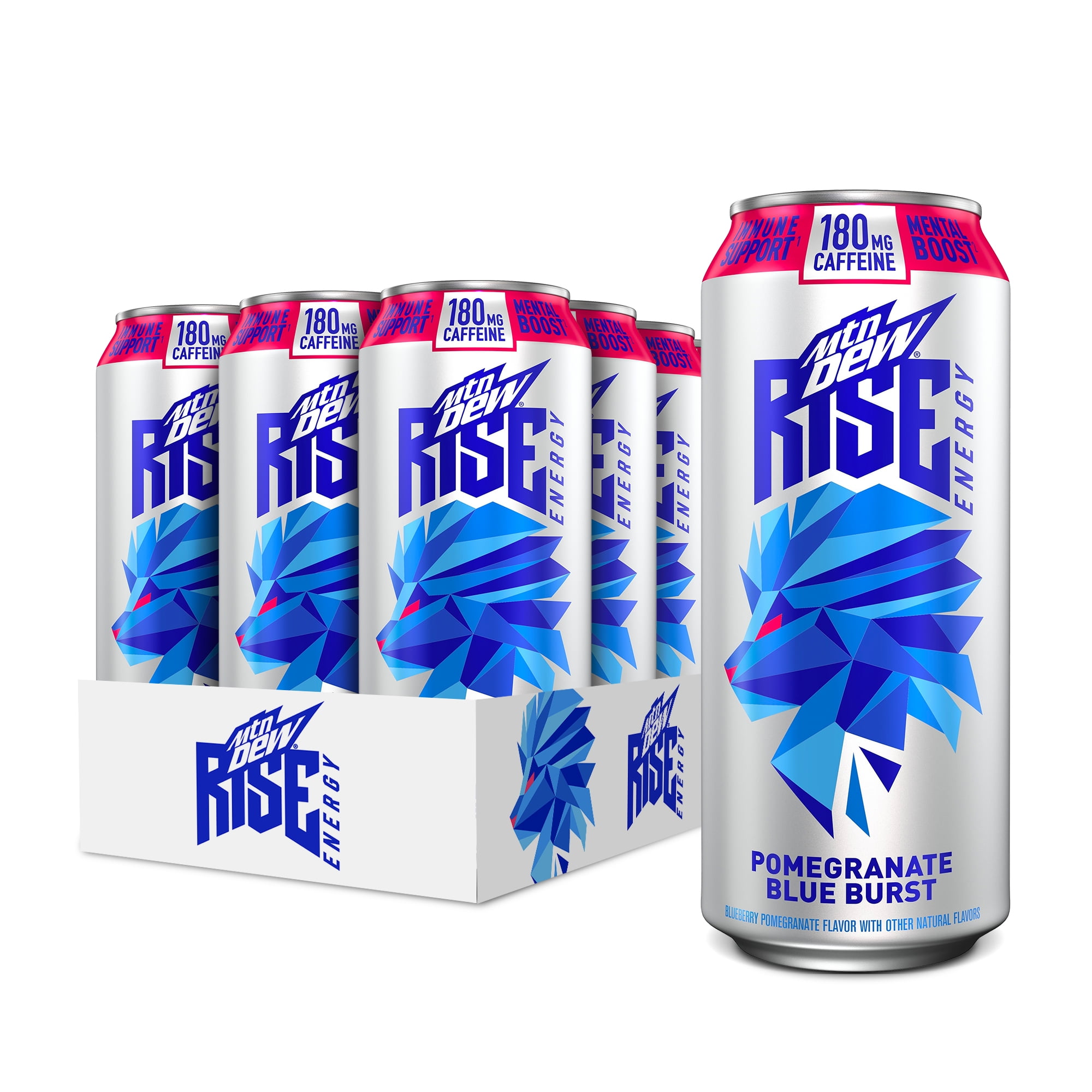 MTN DEW ENERGY, Pomegranate Blue Burst Energy Drink, 16 oz, 12 Pack Cans