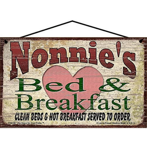 5x8 Nonnie's Bed and Breakfast Vintage Style Sign for Grandma - Mother's Day Gift for Grandmothers - Decorative Household Family Guest Room Home Décor