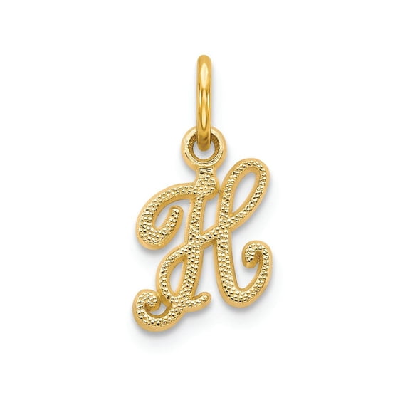 Finest Gold 14K Yellow Gold Script Letter H Initial Charm