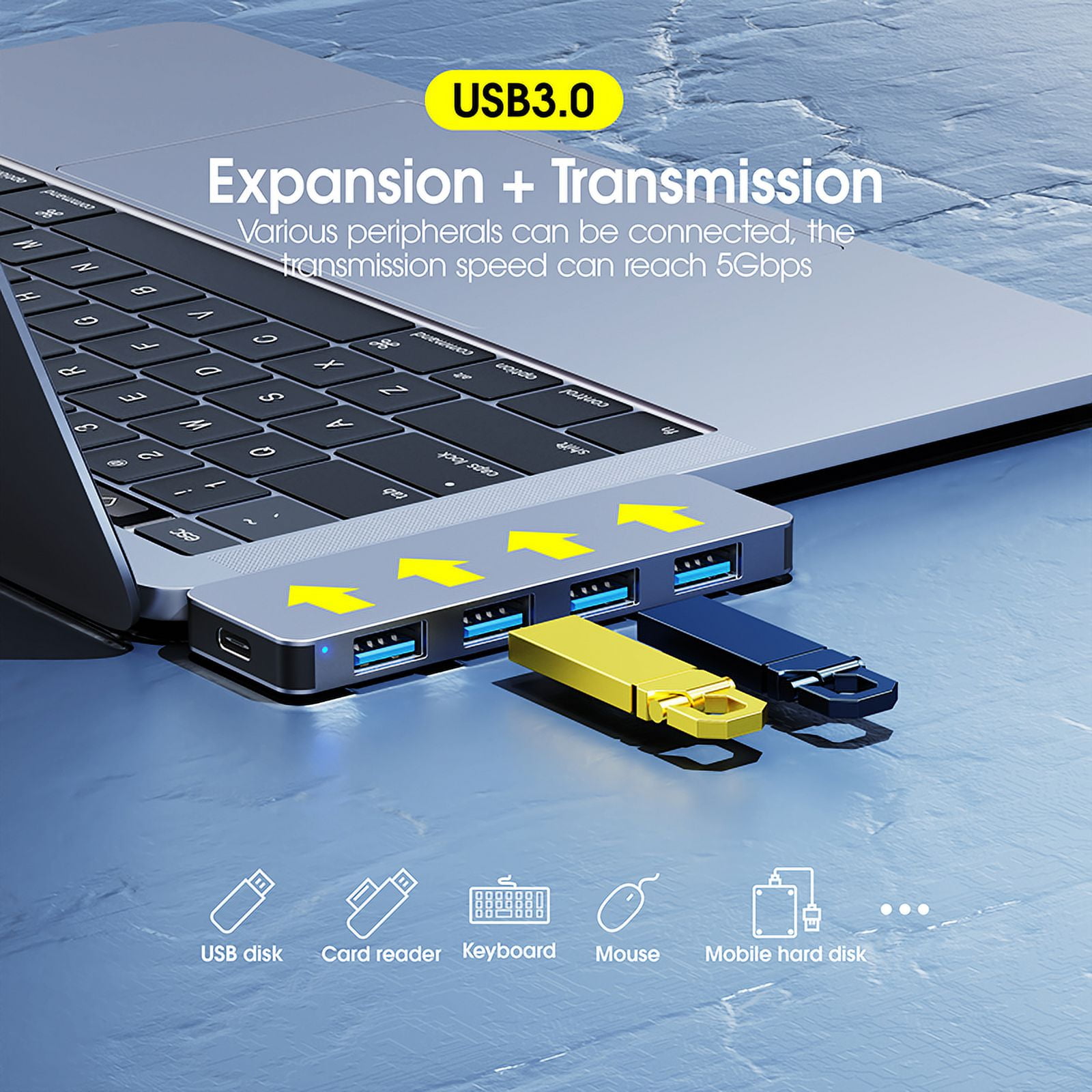 DOONJIEY 5 In 1 USB Hub Station Compatible Type C USB Hub TF sd card reader USB C Splitter