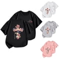 thumbnail image 3 of Girl Tops Casual Short Sleeved T Shirt Cartoon Print Crewneck Comfortable Baby Girls' Tees Black 8 Years-9 Years, 3 of 4