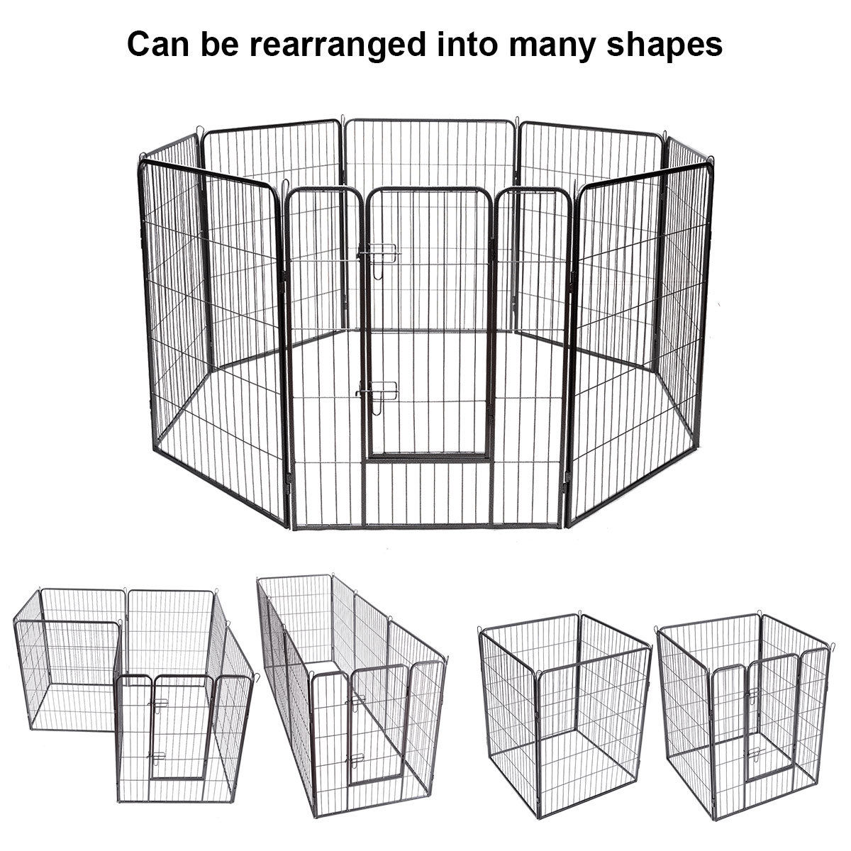 Gymax 40'' 8 Metal Panel Heavy Duty Pet Playpen Dog Exercise Pen Cat Fence Safety Gate
