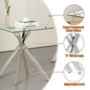 Holaki End Table Small End Table with Chrome Metal X-Shaped Pedestal,Tempered Glass Square End Table, Luxury Glass End Table Nightstand Modern Side Table for Living Room Bedroom,17.72 x 20.87