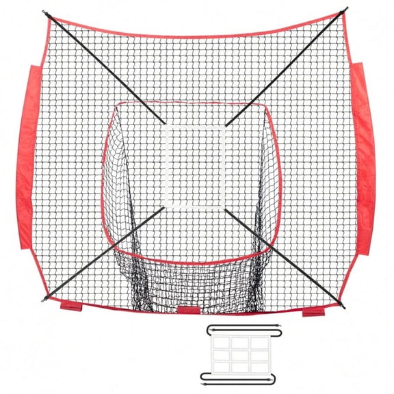 NTGFU 7x7 Ft Baseball Softball Practice Net, Portable Baseball Training Net for Hitting Batting Catching Pitching, Backstop Baseball Equipment Training Aids with Strike Zone, Net Only