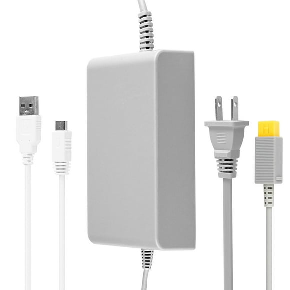 FYBTO Wii U Console Power Supply Wall AC Adapter Charger + USB Charging Cable Cord for Wii U Gamepad