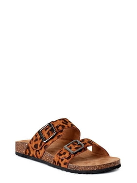 Time and Tru Two-Band Footbed Slides (Women's)