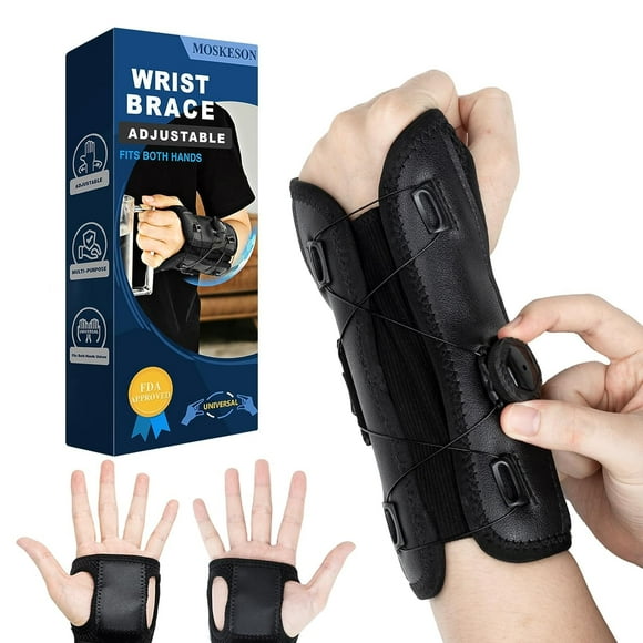 Wrist Brace for Carpal Tunnel, Adjustable Night Wrist Sleep Support Brace with Splints Both Hands, Hand Brace for Arthritis Tendonitis Sprains, Relief for Carpal Tunnel Syndrome Pain（Black）
