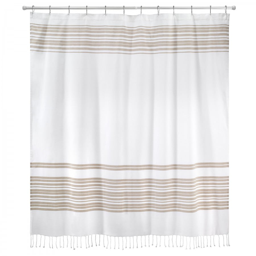 Avanti Hampton Stripe Shower Curtain, Linen Stripe Shower Curtain