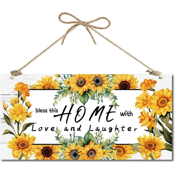Sunflowers Hanging Sign Summer Front Door Garden Yard Hanging Decor Wall Display Wood Plaque Rustic Door Sign Vintage Retro House Decoration Gift for Family Friends Birthday 12x6 Inch Colorful DIY