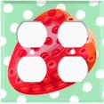 thumbnail image 3 of Metal Light Switch Plate Cover Ripe Red Strawberry Green Polka Dots FUT006, 3 of 13
