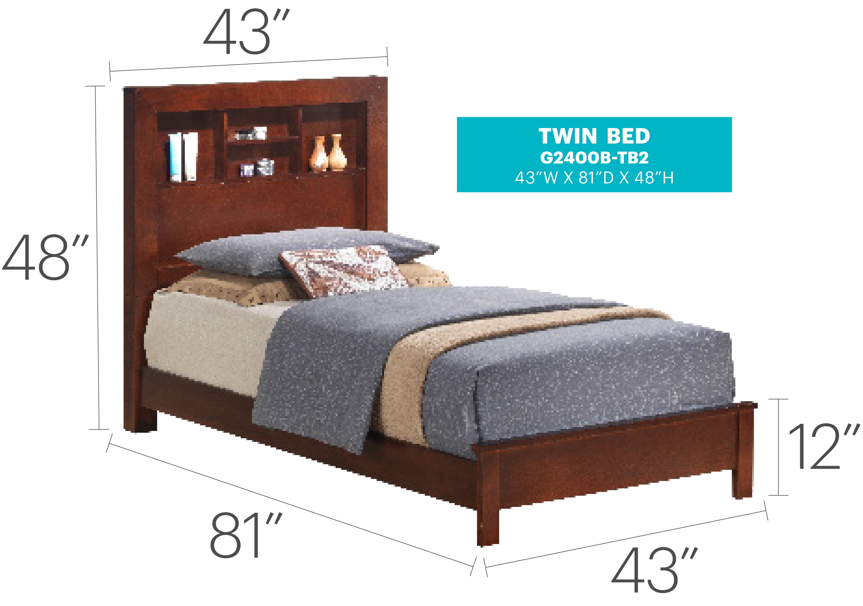 Glory Furniture Burlington Twin Bed in Cherry Color