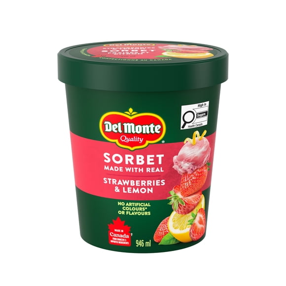 DEL MONTE Real Strawberries & Lemon Fruit Sorbet, Made With Real Fruit, 946 ml
