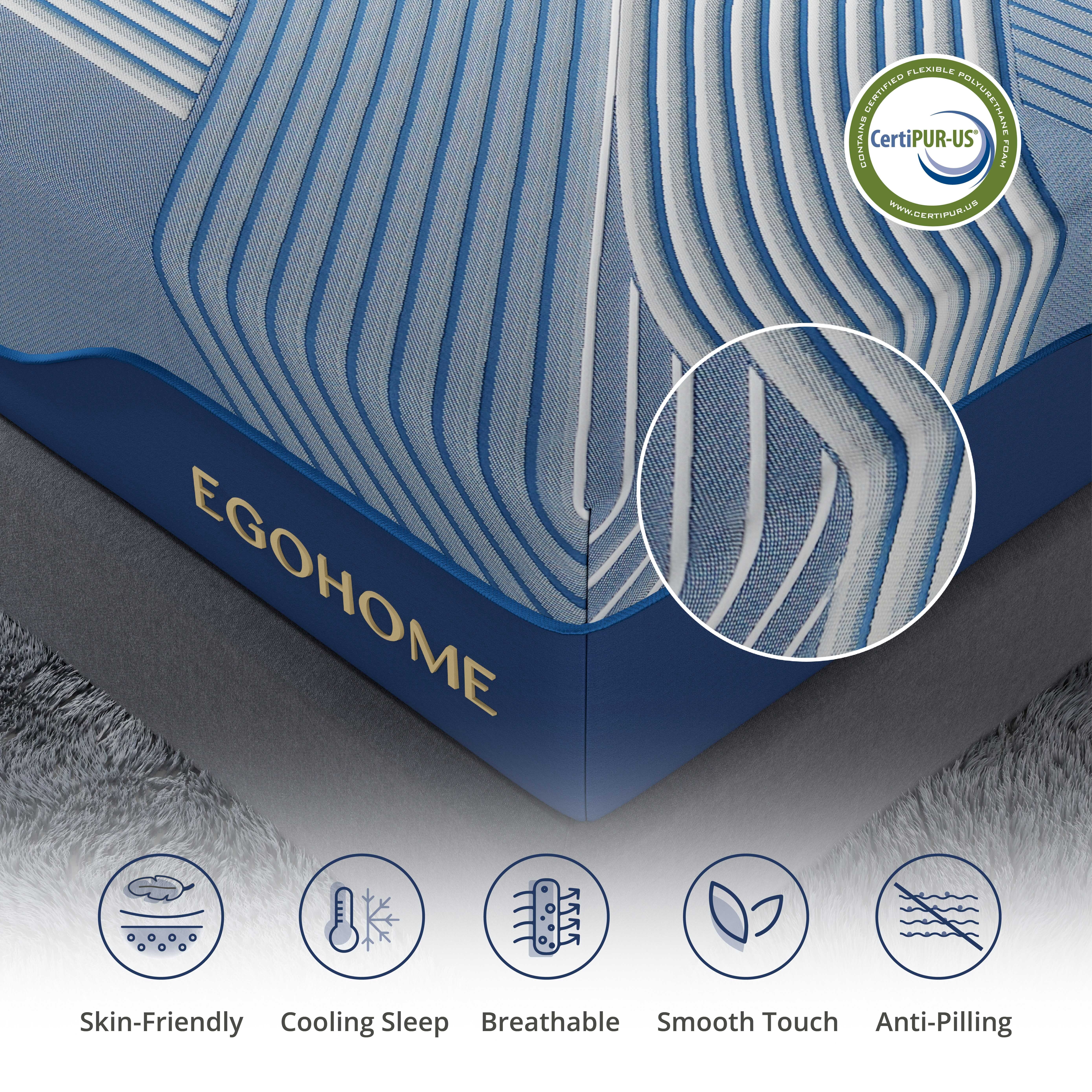 EGOHOME Ego Elysian 14 inch Hybrid Mattress, Full Size Memory Foam Mattress, Pocket Spring