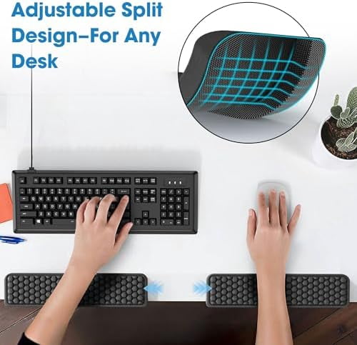 Quivanta L-Shaped Desk Elbow Pad for Desk, Memory Foam Elbow Support Padding with Non-Slip, 2-Piece Ergonomic Desk Edge Cushion, Wrist Comfort Support for Office Home (Honeycomb Texture)