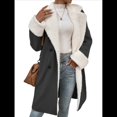 thumbnail image 2 of Abrigos de Invierno de Larga con Solapa Forrada para Mujer, Chaqueta Larga y Cálida con Doble Botonadura, Abrigo de Felpa. Gris Oscuro L, 2 of 8