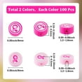 thumbnail image 2 of 1 Box 200Pcs Pink Ribbon Beads Flat Round Polymer Clay Beads Bulk Soft Women Breast Cancer Awareness Hope Handmade Loose Spacers for Jewelry Making Bracelet Keychain DIY Crafts Accessories, 2 of 4