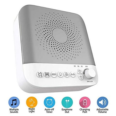 White Noise Sound Machine Nightlight for Sleeping, Portable Sleep Baby Sound Machine for Home, Office Privacy, Travel with 17 Soothing Sounds, Built in USB Output Charger & 3 Auto-off Sleep