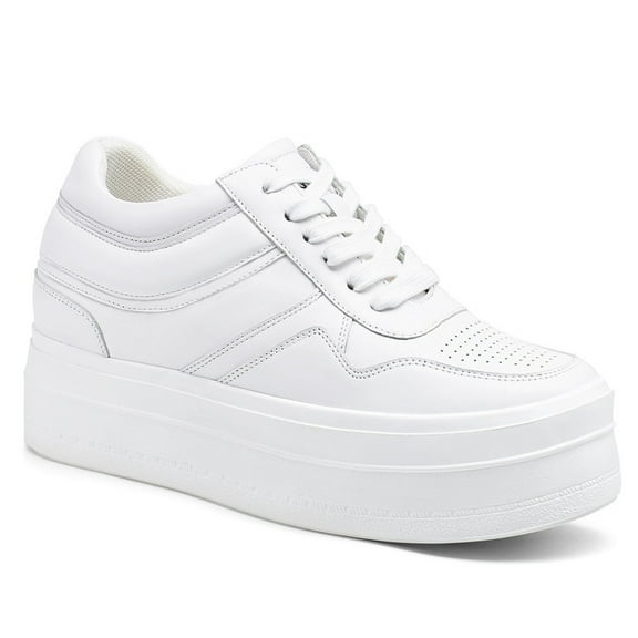 CMR CHAMARIPA Elevator Shoes For Women - Height Increasing Shoes For Ladies - White Wedge Sneakers 8 CM / 3.15 Inches