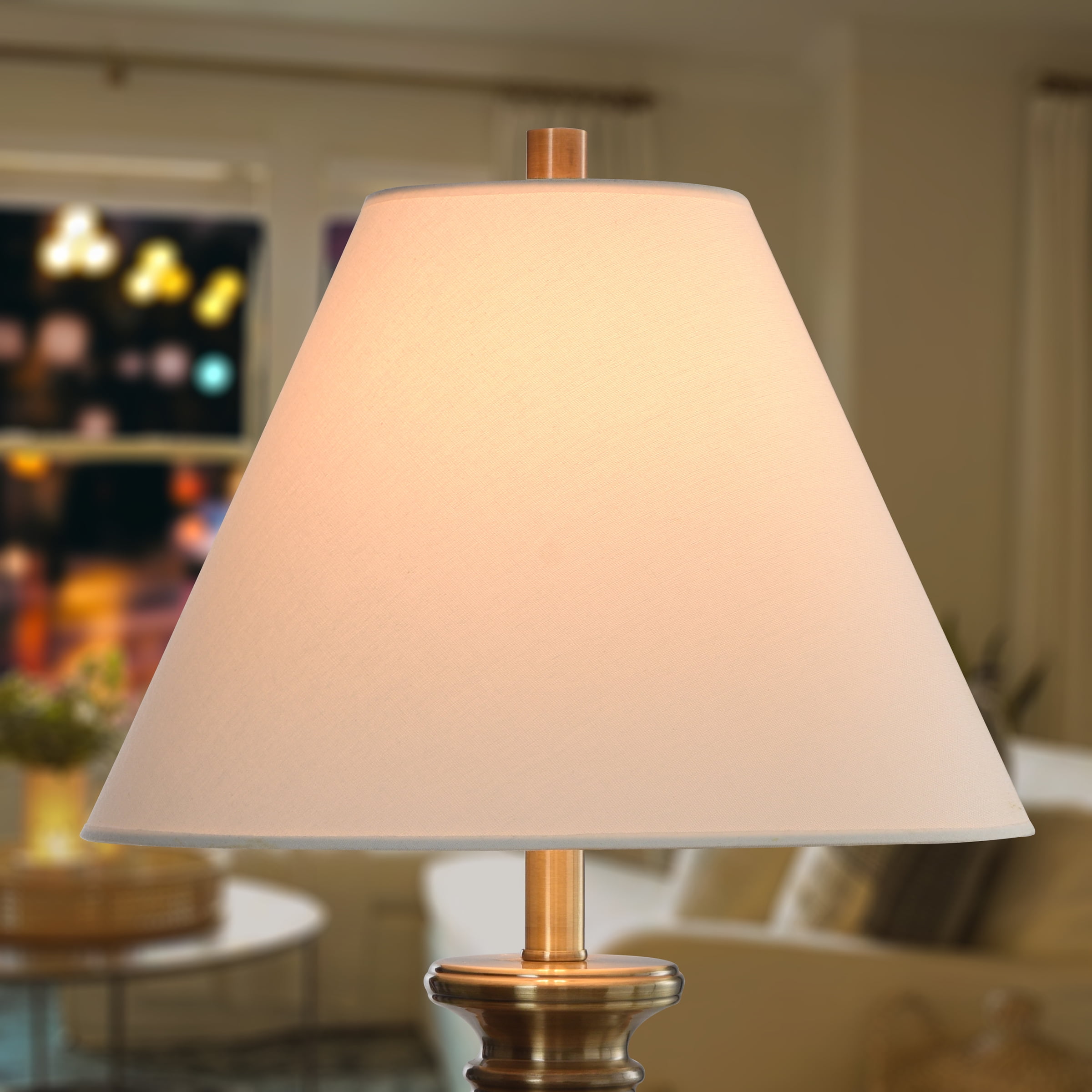 Mainstays Linen Tapered Round Lamp Shade, Beige, 15 in x 15 in x 11 in