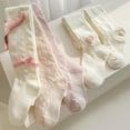 thumbnail image 4 of YWOAGH Breathable Girls Socks Tights For Summer With Elastic Waistband And Bow For Dress Shoes And Casual Wear White_01 0-1, 4 of 6