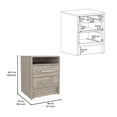 thumbnail image 2 of Nightstand 20"H,Bedside Table with Removable Two Drawers,Metal Handles Bedroom Furniture,Night Stand for Bedroom,Office Gray, 2 of 5