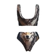 thumbnail image 2 of Honeii Oil Painting Tribal Wolf Print Women’s Bikini Set,Two Piece Swimsuit Bathing Suits,Stylish High Elasticity Swimwear for Beach and Pool, 2 of 7