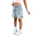 thumbnail image 2 of Yourumao Denim Shorts for Girl 5-15 Years Wash Elastic Waist Baggy Shorts Embroidered Tassle Jean Shorts for Summer Travel with Pocket, 2 of 7
