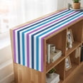 thumbnail image 6 of Blue Purple Stripe 90 Inch Table Runner, Gradient Geometric Vertical Striped Farmhouse Dresser Scarf Cotton & Linen Tablerunner for Dining/Kitchen Island/Holiday Party Décor 13" x 90", 6 of 9