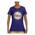 thumbnail image 3 of Floral Nurse Appreciation Pop Culture Womens Graphic T-Shirt, Purple, Medium, 3 of 5