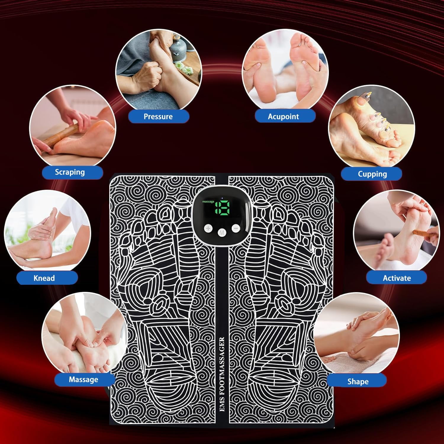 Foot Massager Pad for Plantar, Muscle Relaxation, Foldable Legs & Feet Massager Pad