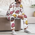 thumbnail image 5 of Mens Pajamas Set, Cartoon Donut Star Print Button Down Long Sleeve Loungewear Sleepwear Pjs sets for Men, 5 of 5