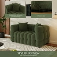 thumbnail image 5 of Wiilayok 59.1" Modern Tufted Upholstered Teddy 2 Seater Loveseat Sofa with 2 Pillows，Comfy Sherpa Deep Seat Cloud Couch, Small Love Seat for Living Room Apartment, Olive Green, 5 of 9