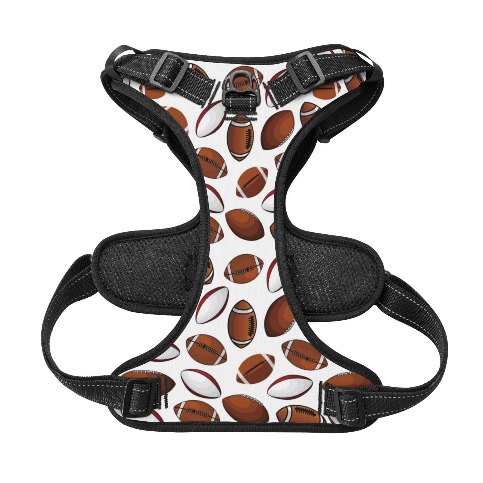 Kdxio Football Print No Pull Dog Harness Adjustable Reflective Oxford Easy Control Medium Large Dog Harness for Training and Everyday-X-Large