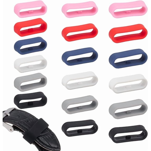 18Pcs Watch Band Strap Loops Silicone Watch-Band Keeper Holder Rings Replacement Watch Strap Retainer Fastener Ring Parts for DIY Making