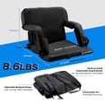 thumbnail image 4 of Stadium Seat for Bleacher & Bench Portable Folding Chair with Padded Cushion Reclining Stadium Chair with Back Support, Shoulder Straps, Zipper Bag, Black, 2PCS, 4 of 10