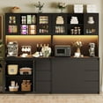 thumbnail image 7 of Huisuilinss 71" Pantry Cabinet,Tall Kitchen Hutch With Led Lights And Power Outlets,Handless Design Pantry Storage Cabinet With Microwave Stand,Glass Door,Adjustable Shelves,Cupboard For Dining/Living, 7 of 7