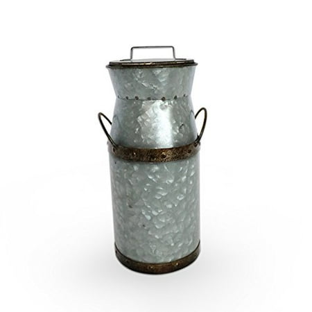 Decor Vases Barnyard Designs Rustic Galvanized Tin Milk Can, Jug | Vintage Rusty Distressed Farmhouse Vase, Country Primitive Home Decor, 11.75