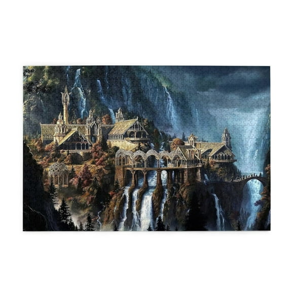 500 Piece Enchanted Waterfall Palace Jigsaw Puzzle For Adults – Challenging & Relaxing Wooden Brain Game, Majestic Fantasy Artwork For Home Decor, Great Gift.